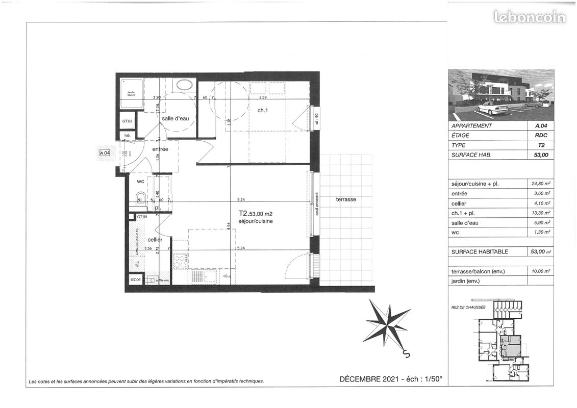 Appartement 2 pièces 53 m² · à Vannes · 53 m² · 715 €/mois