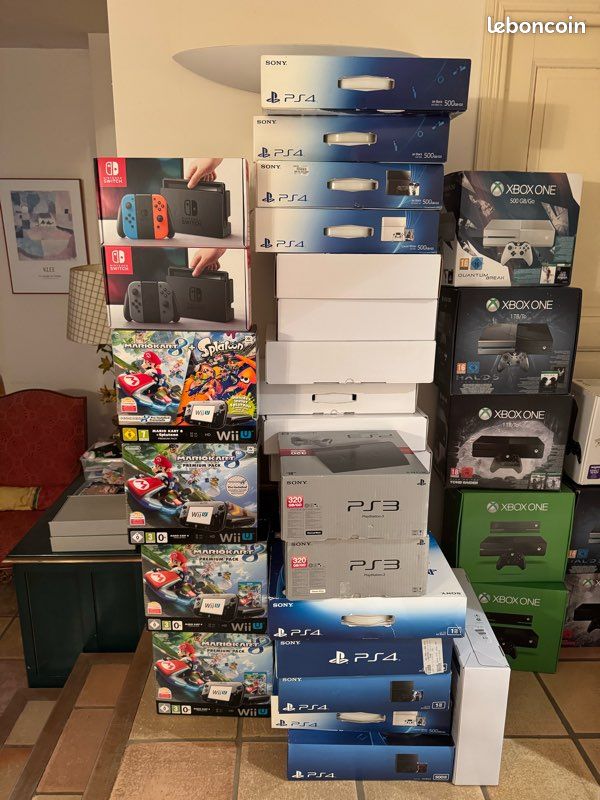 💎 ÉNORME lot de 80 boites de consoles vides Playstation switch Xbox Nintendo, Sony Microsoft display (image 1)