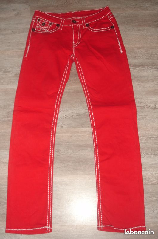 Jeans femme rouge neuf 40 demin fashion (image 1)