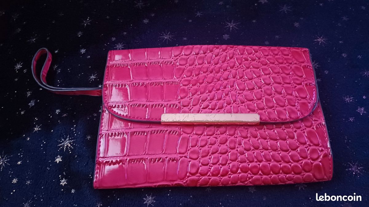 Pochette Cuir Rose Vif Franco Sarto - Sac à Main Occasion En Excellent état