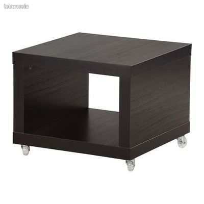 Table d'appoint noire IKEA sur roulettes 55x55x45 (image 1)