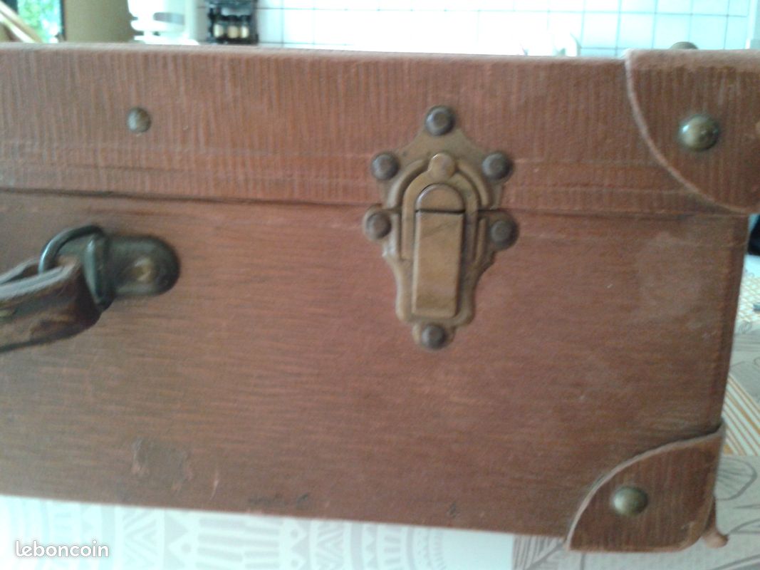 Ancienne valise en carton bouilli et cuir années 30/40 (image 5)
