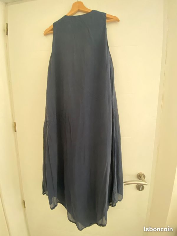 Robe longue bleue doublure soie Taille 40 (image 1)