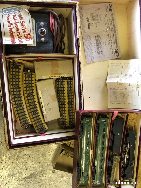 COFFRET TRAIN JEP O ÉLECTRIQUE SÉRIE 59 BON ÉTAT LA LOCO FONCTIONNE 1938/50