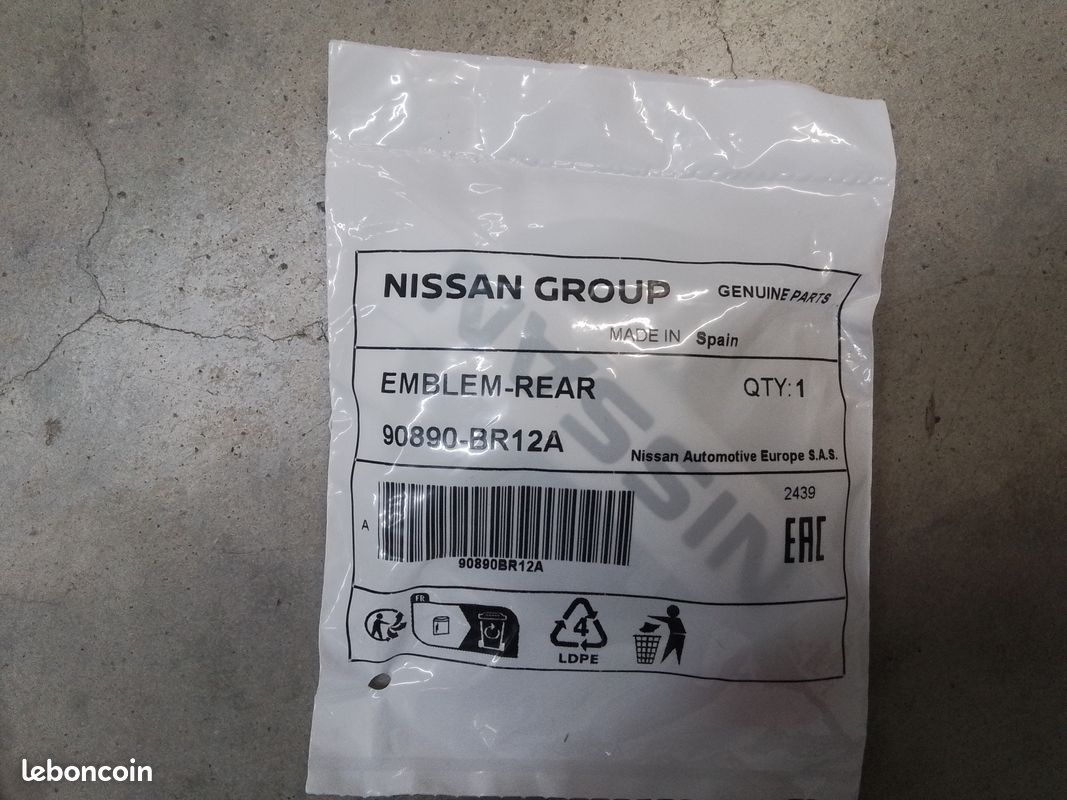 Logo monogramme NISSAN Ref: 90890-BR12A (image 2)