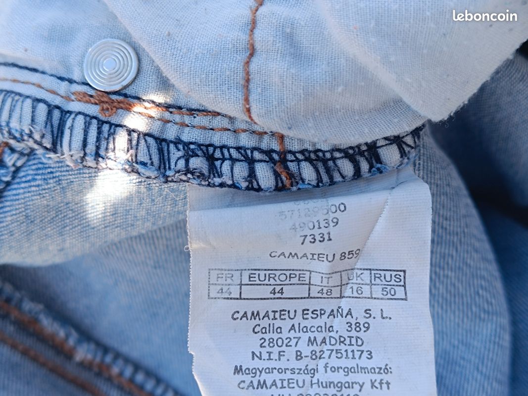 Jeans Camaïeu Bleu Taille 44 - Coupe Droite, En Coton élasthanne, Pour Femme