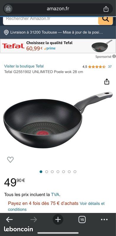 Lot wok 28cm tefal (image 2)