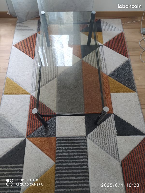 Table basse en verre, rectangulaire, bon état. Longueur 89 cm, Largeur 46 cm, Hauteur 36,5 cm (image 6)