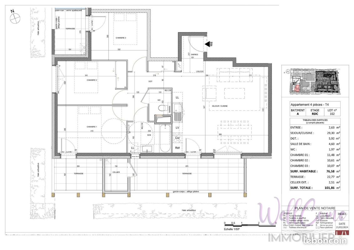 Appartement 4 pièces 76 m²