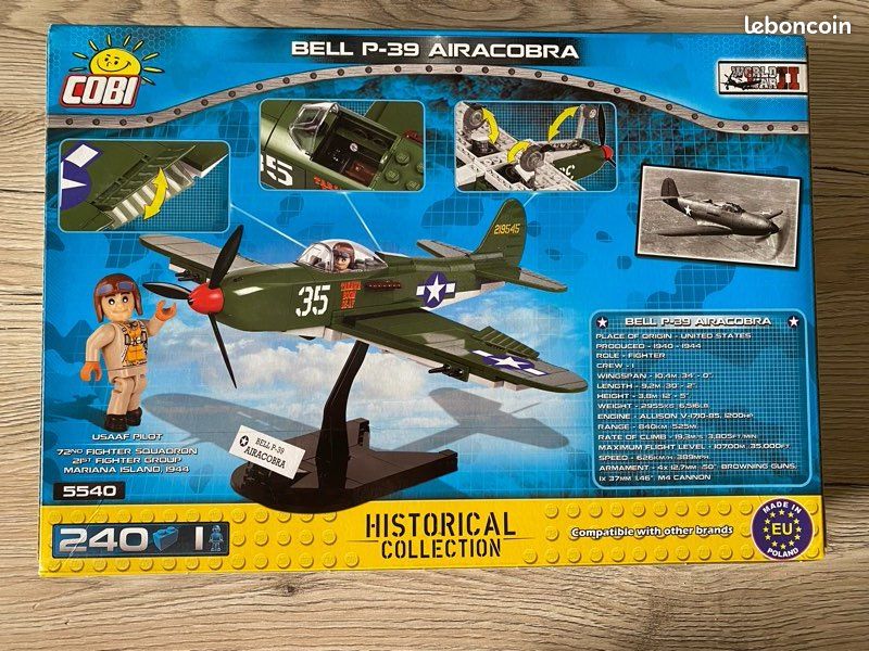 COBI Bell P-39D Airacobra 1:32 – Maquette De Construction 361 Pièces, Avec Pilote, Hélice Rotative, Ailerons Mobiles, Roues Caoutchouc, Marquages Historiques, Stand D'exposition