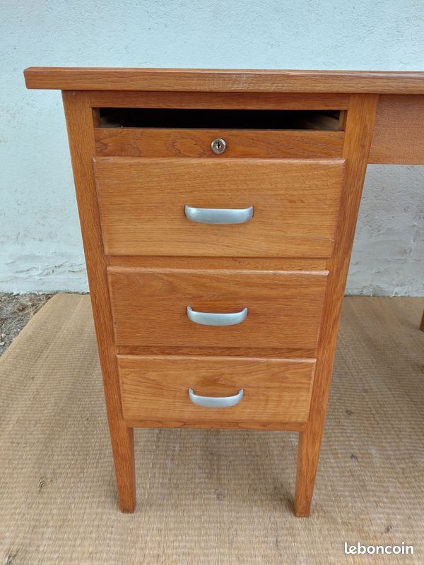 Bureau en bois massif, années 70 (image 8)