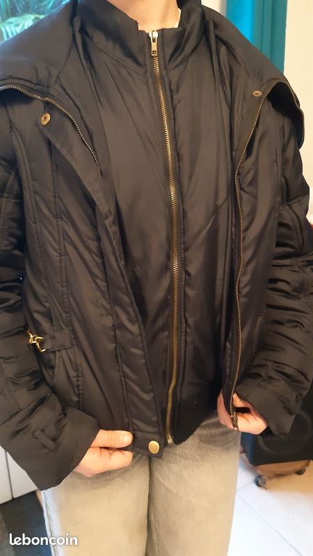 Manteau noir femme col haut T36-T38 (image 2)