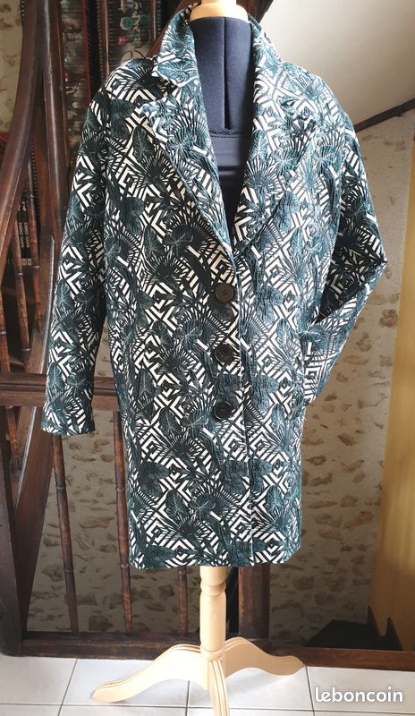 Manteau imprimé vert / écru La Redoute T 40/42 (image 8)