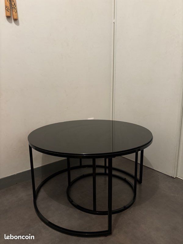 Duo table basse noir ronde (image 7)
