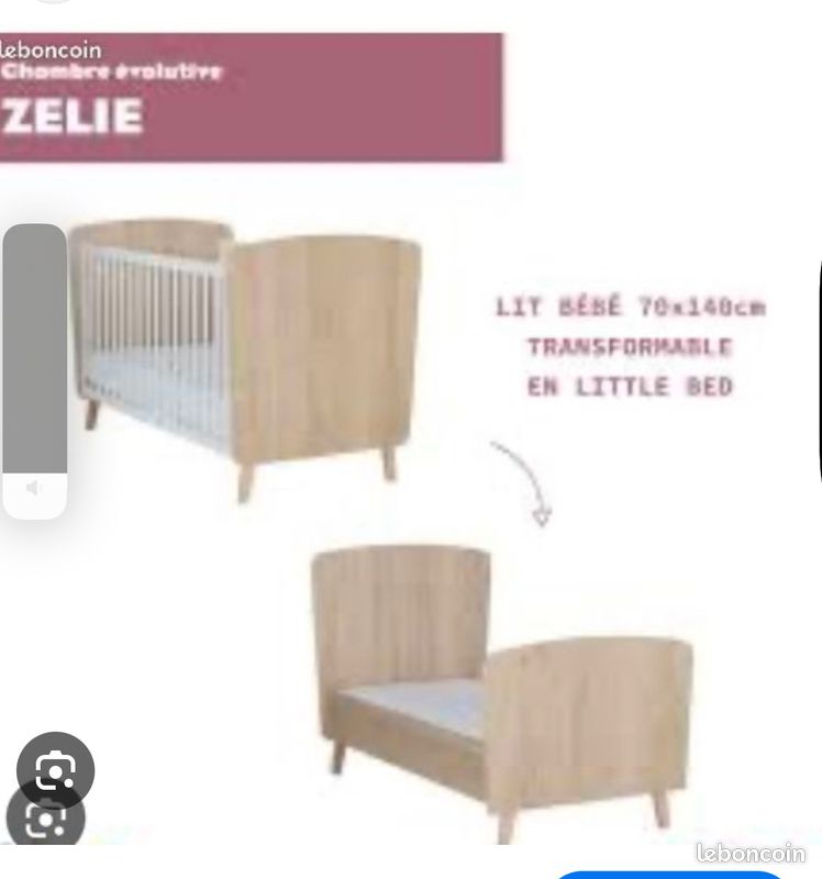 Lit évolutif ZELLY De Vente-Unique - 90x140/170/200cm - Rose - Occasion