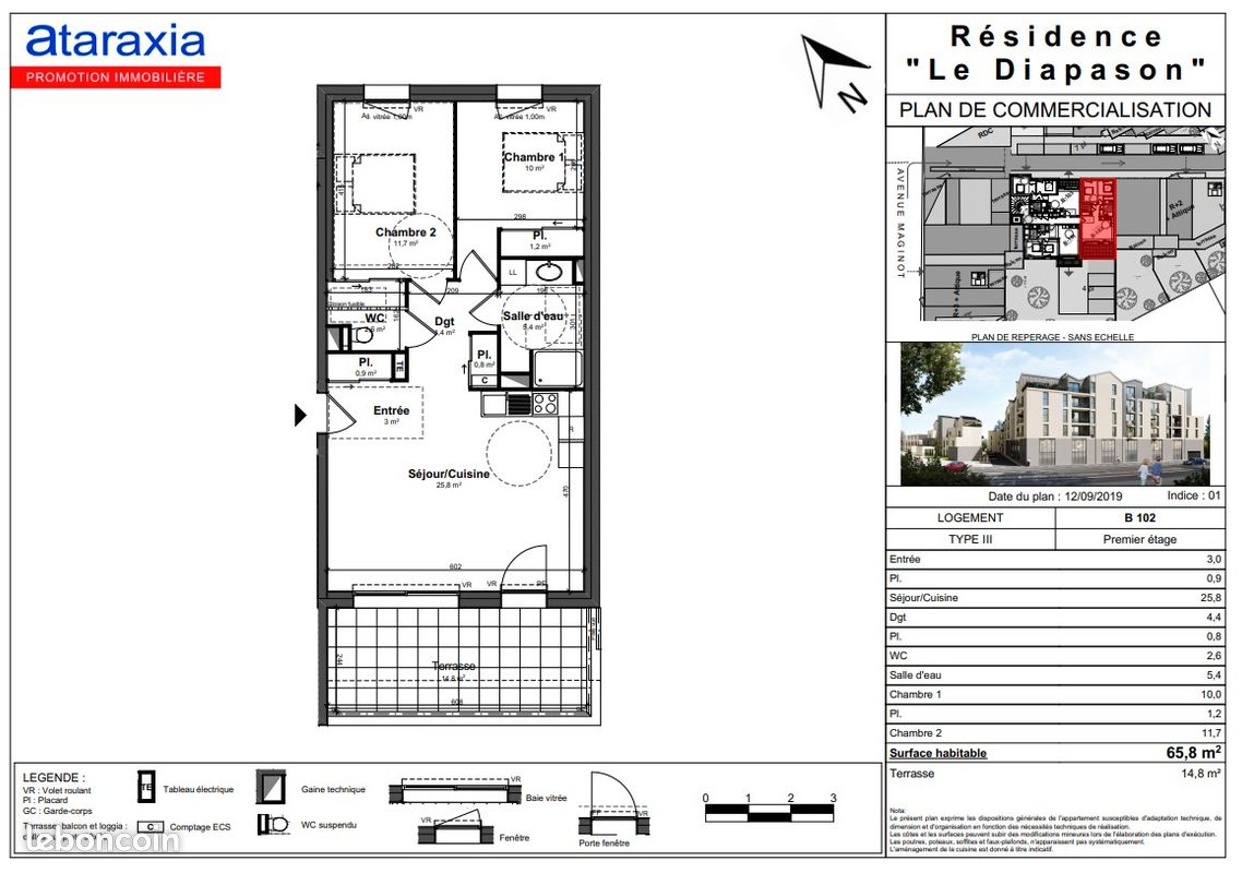 Appartement 3 pièces 66 m² · à Tours · 66 m² · 806 €/mois