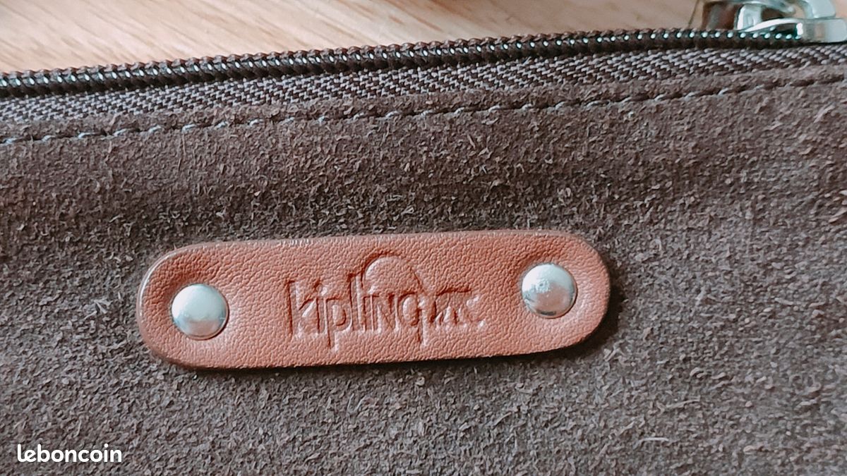 Sac vintage en cuir et daim marron + porte monnaie Kipling (image 5)