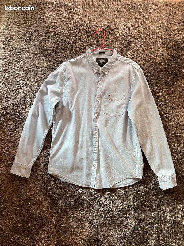 Chemise Hollister « Californie » - Rayures Fines Bleu/Blanc - Taille 40 - Occasion Très Bon État
