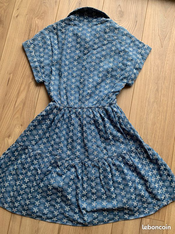 Robe bleu imprimée de fleurs brodées taille S Naf-Naf (image 2)