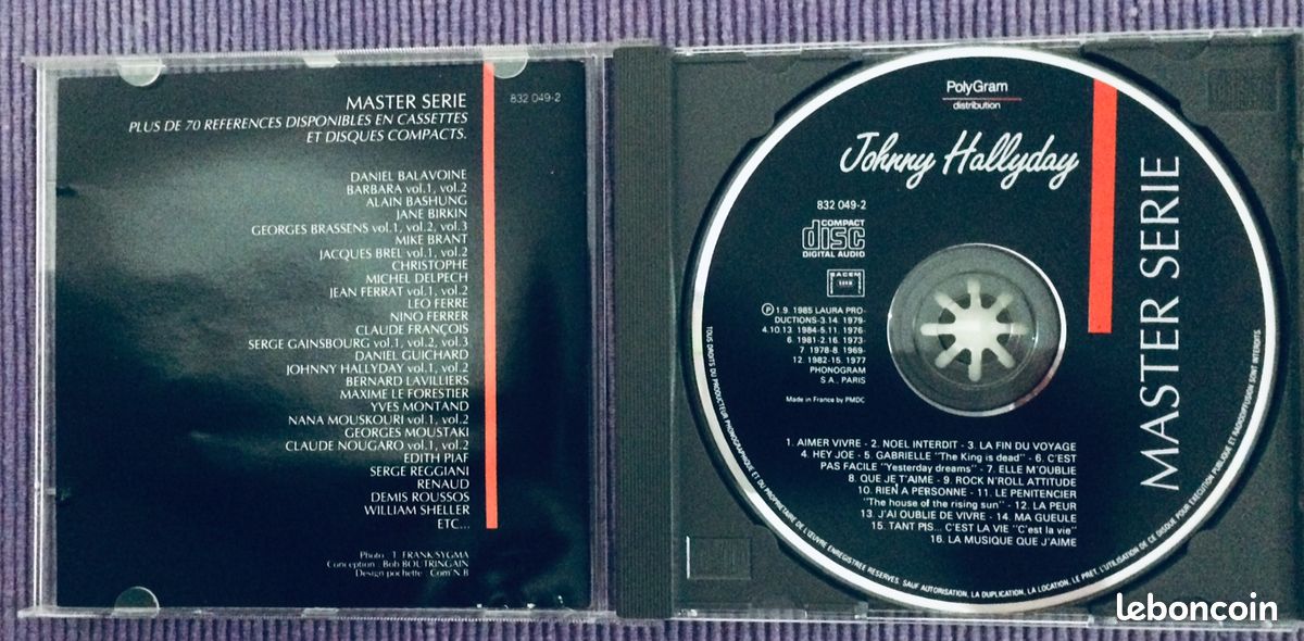 CD Johnny Hollyday "Master Série Volume 1" - éditions PolyGram 1991 (image 2)