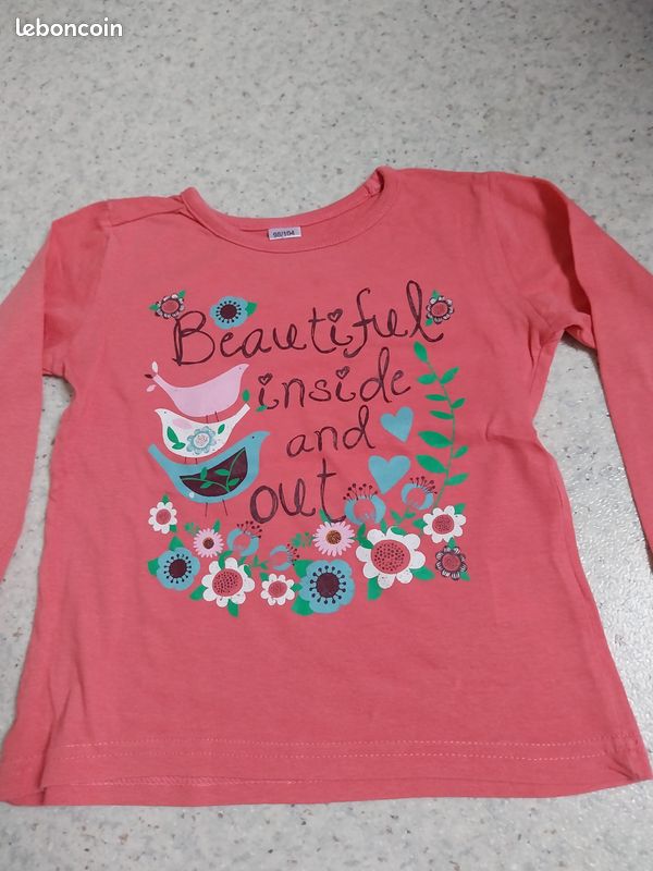 T-shirt rose imprimé animaux à manches longues Fille