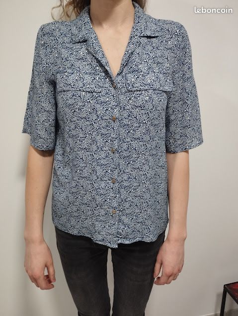 Chemise manches courtes bleue imprimée Bonobo 34 (image 1)