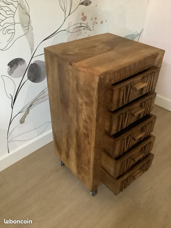 Petit meuble bois 5 tiroirs (image 2)