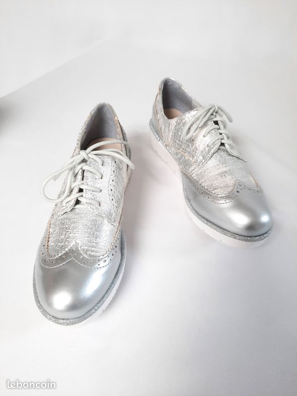 Baskets Derbies Topway Femme - Taille 39 Gris Argenté - Confort Sneakers Décontractées