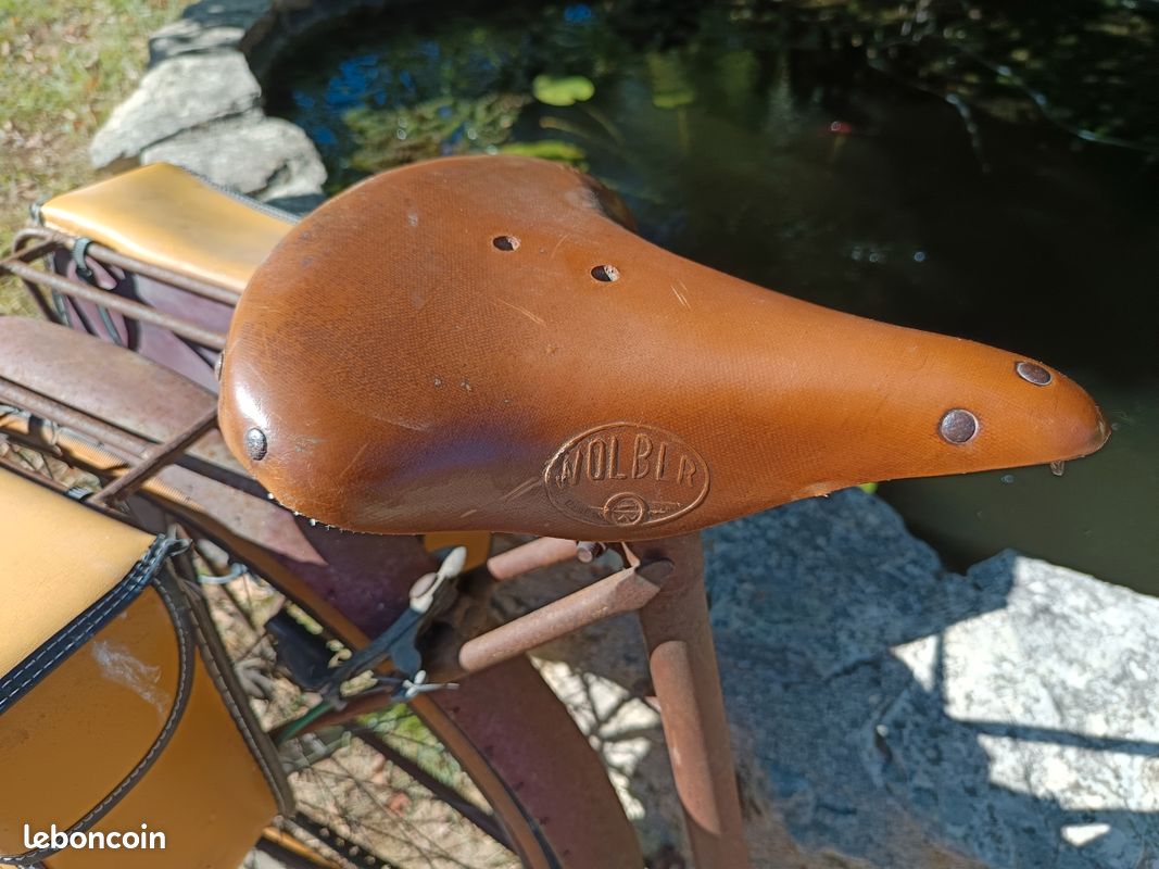 Siège De Vélo Homme Vintage Après-guerre - Large, Marron/beige, Marque Permaco USA, Occasion