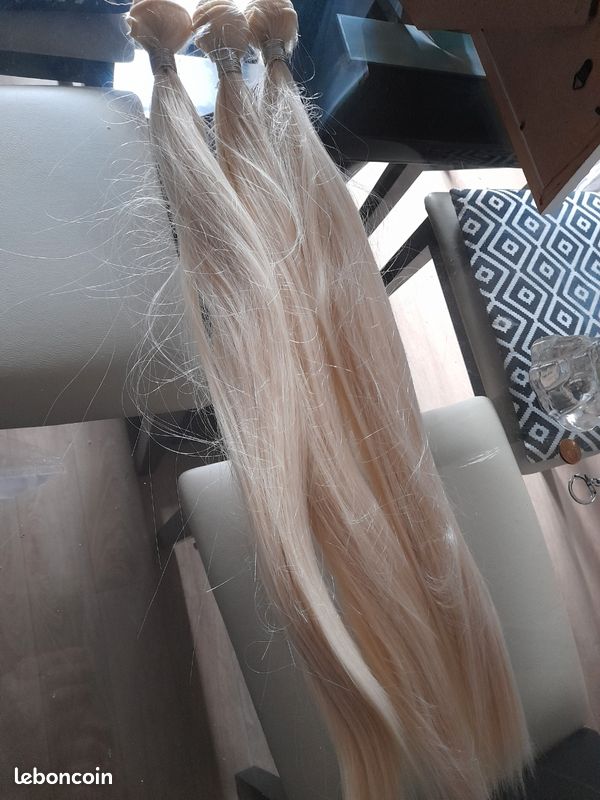 Lot de 3 rajouts cheveu blond tres clair synthétique (image 2)