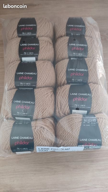 Lot De 10 Pelotes De Laine Phildar Randonnées Daim - Couleur Beige - Aiguilles 4.5 - Fil Acrylique Doux