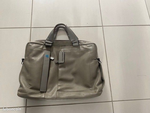 Sac cuir Piquadro homme beige (image 1)