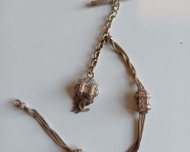 Châtelaine Ancienne Pour Montre à Gousset - Chaîne Métal Argenté, Acier