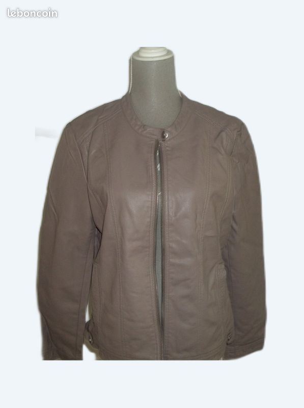 Blouson simili cuir beige pour dame xl jamais porter (image 1)