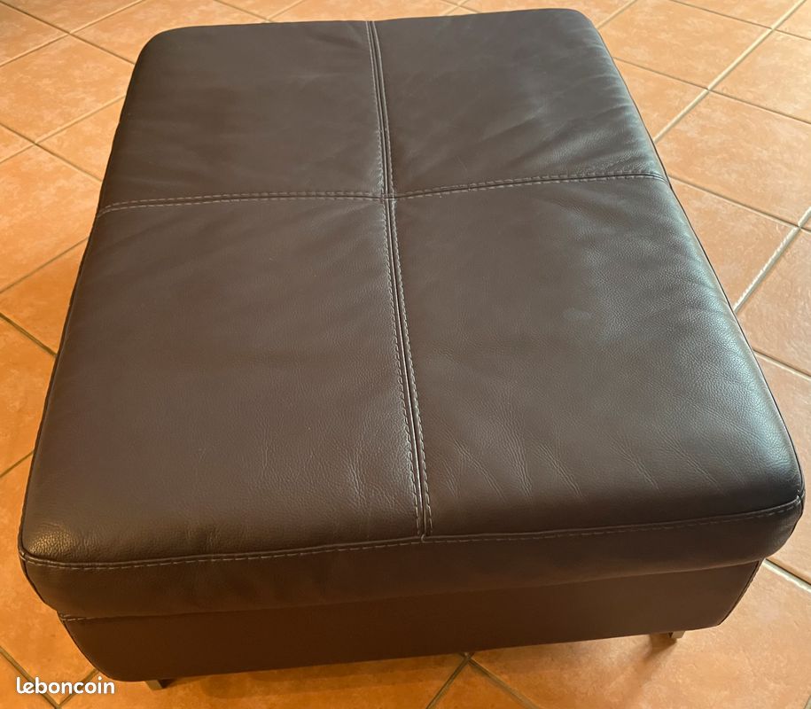 Ensemble fauteuil et Pouf cuir Crozatier (image 6)