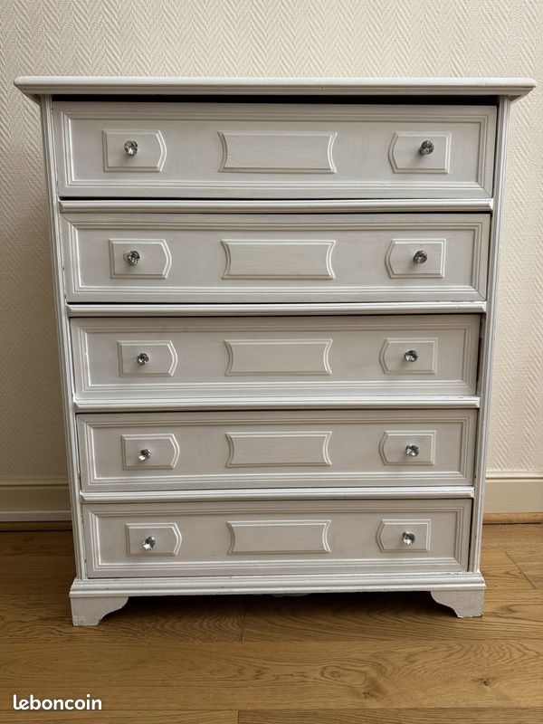 Commode ancienne rénovée couleur blanche (image 1)