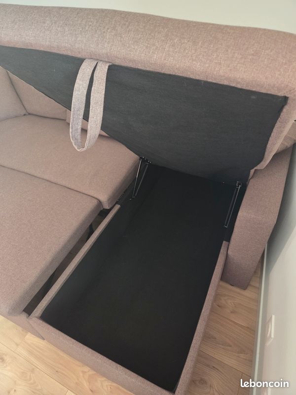 Canapé d'angle convertible en tissu marron (image 7)
