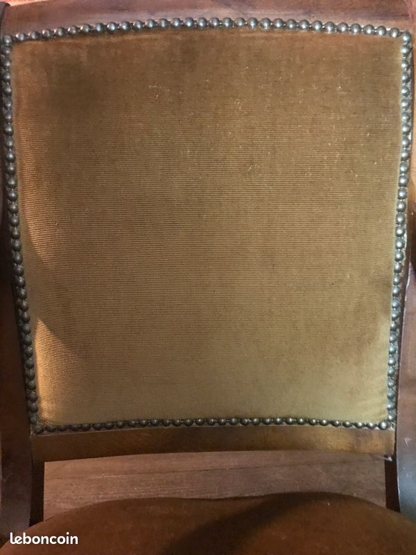 Paire de fauteuils Louis Philippe jaune moutarde / bronze (image 4)