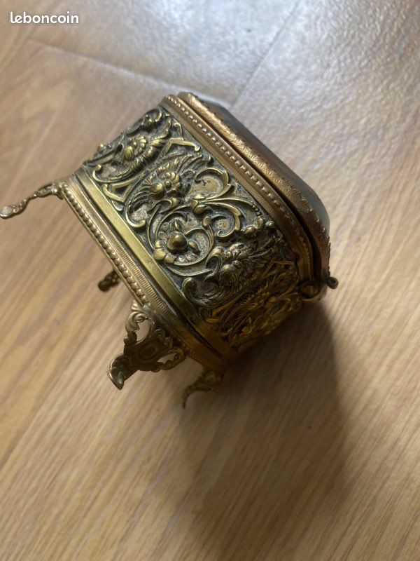 Coffret à Bijoux Vintage En Laiton Et Verre - Ancienne Boîte à Bijoux Française, Occasion
