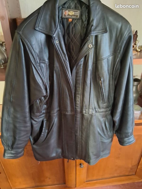Belle parka en cuir noir (image 2)