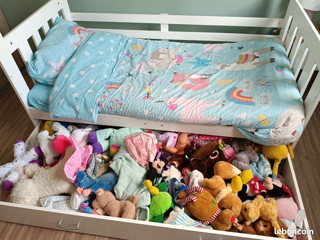 🛌 Lit Cabane Enfant 160x80 cm avec matelas + grand tiroir de rangement (image 3)