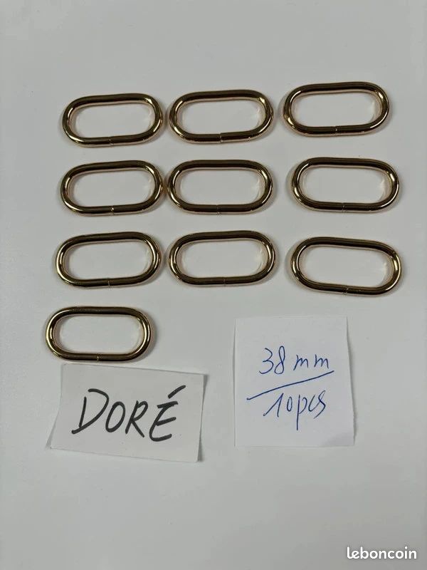 38mm - Lot de 10 Anneaux ovales en métal - Doré (image 1)