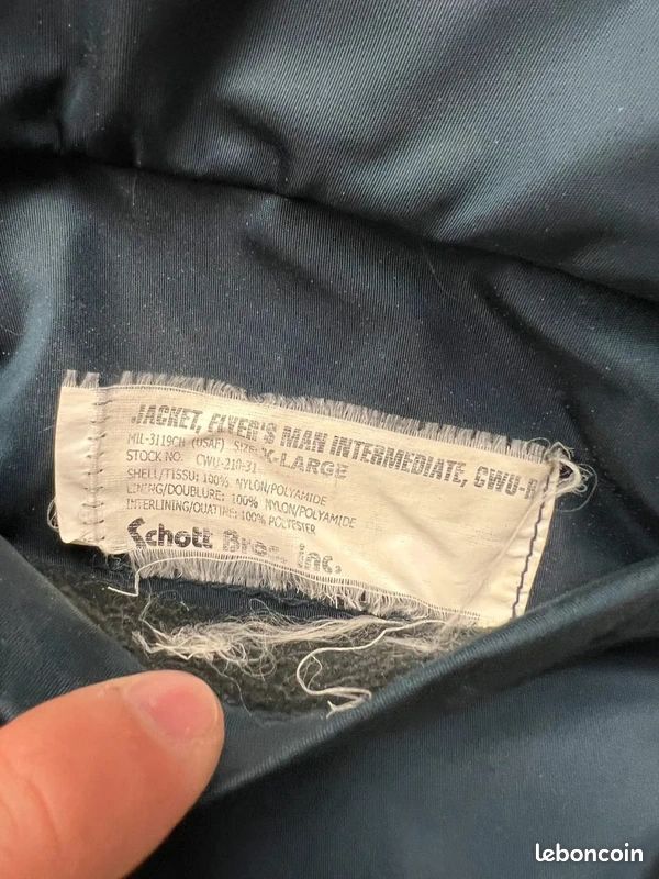 Jacket Bombers Schott marine Vintage y2k 90's- Type CWU-R - XL homme (image 11)