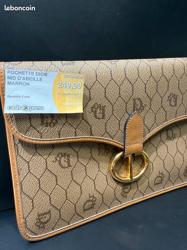Pochette dior nid d'abeille marron cuir Accessoires Bagagerie