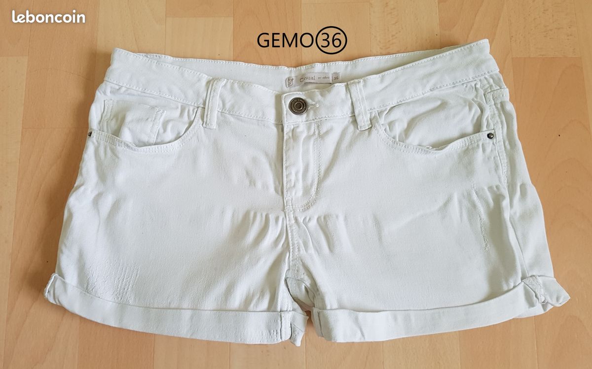 GEMO SHORT stylé jean blanc Femme T36 TBE (del95) Vêtements