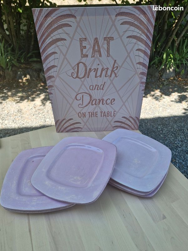 6 assiettes roses (image 1)