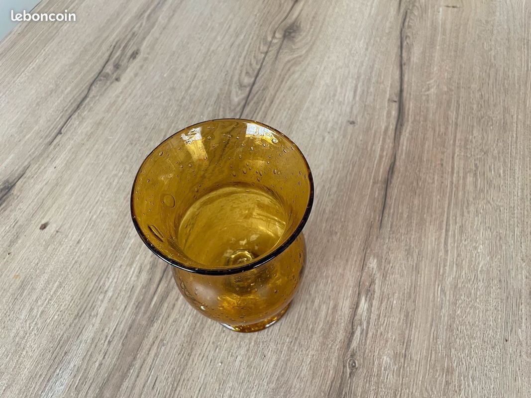Bougeoir en verre bullé ambré de la Verrerie de Biot (image 2)