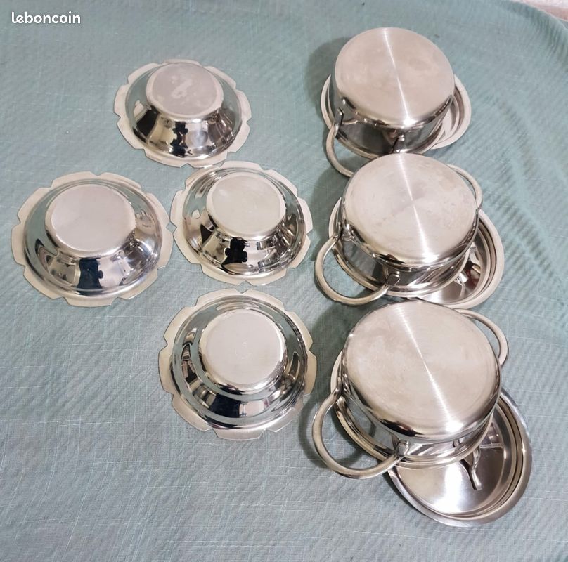 3 mini marmites et 4 coupelles inox (image 3)