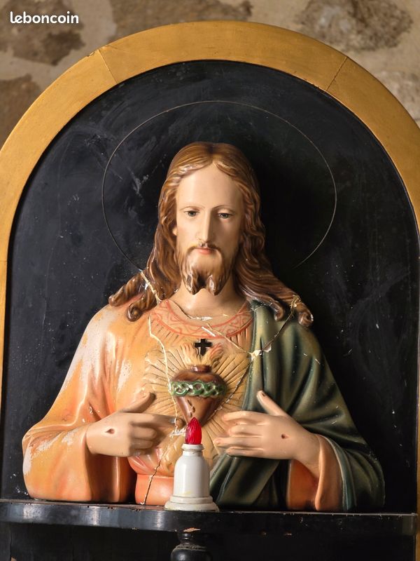 Buste Jesus sacré cœur vintage 1950 Italie (image 6)