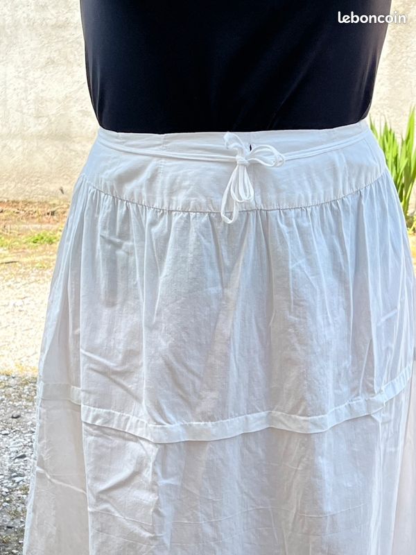 Jupon / jupe, datant du début du XXe siècle, en coton avec dentelle (image 9)